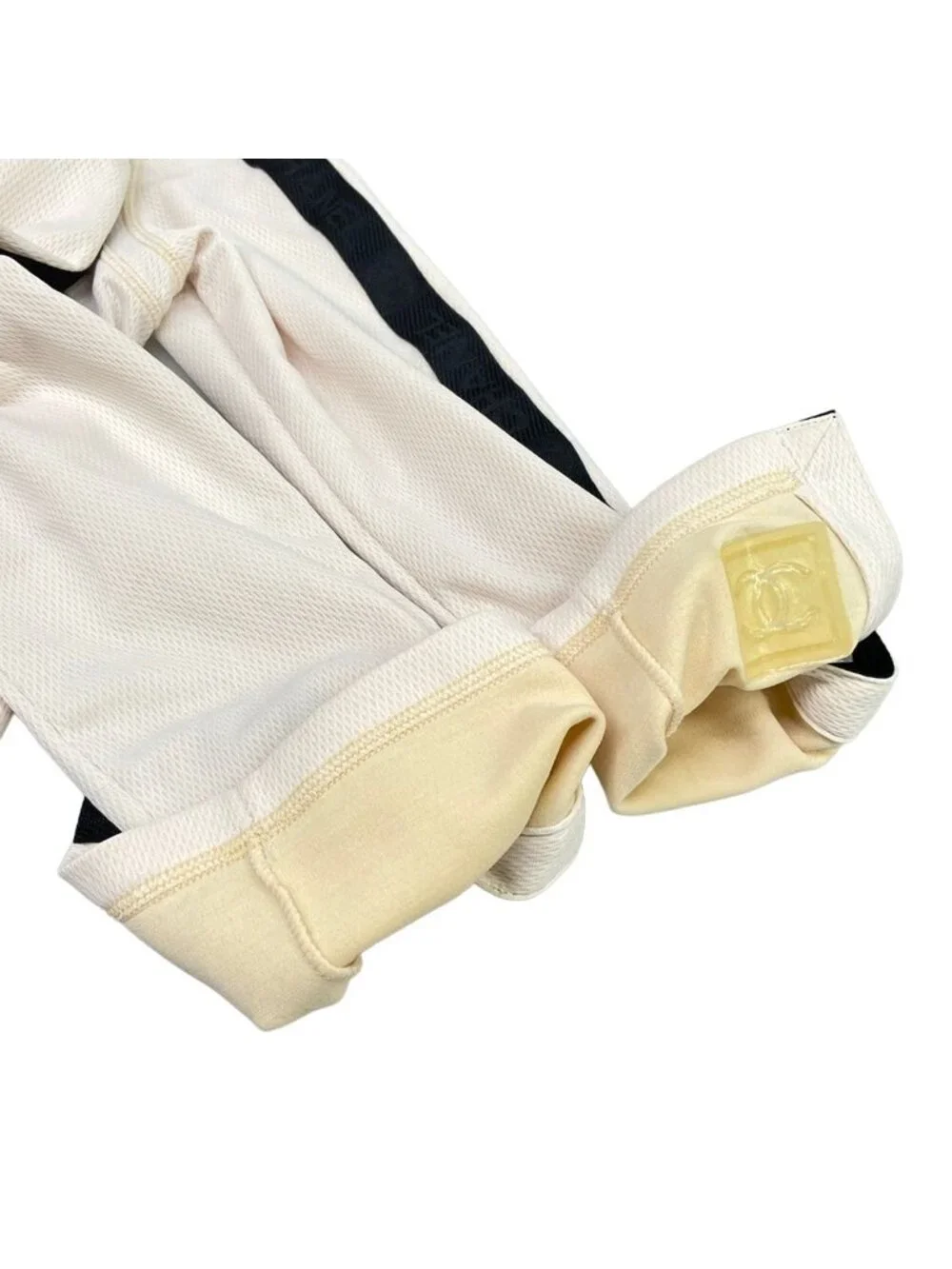 Chanel Jersey 38 M Sports Line Beige Black T-Shirt
